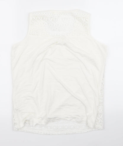 Womens UK Size 12 Preworn White Basic Tank