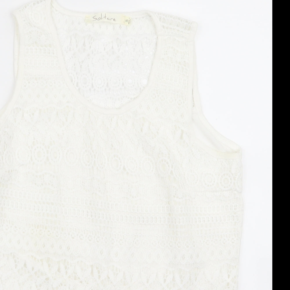 Womens UK Size 12 Preworn White Basic Tank