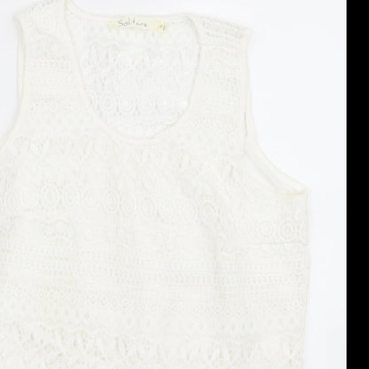 Womens UK Size 12 Preworn White Basic Tank