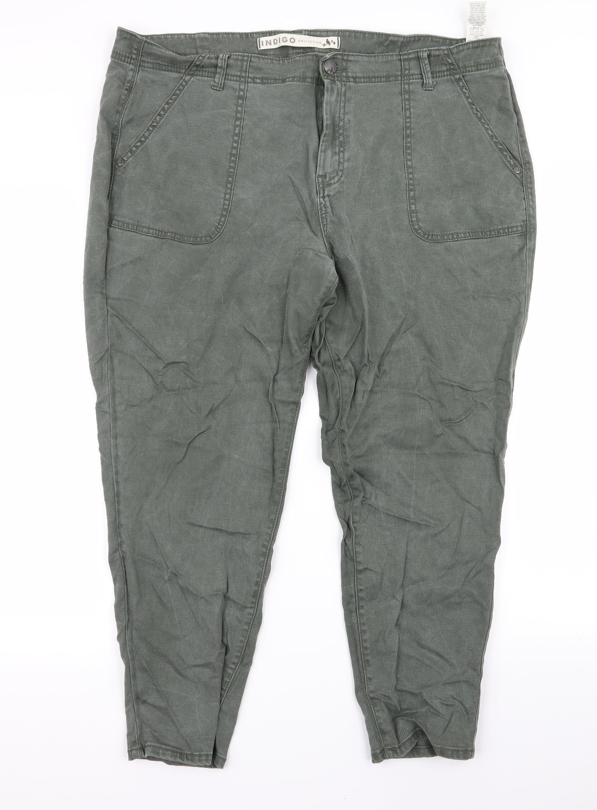 indigo` Womens Green   Cargo Trousers Size 40 L24 in