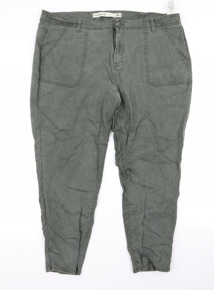 indigo` Womens Green   Cargo Trousers Size 40 L24 in