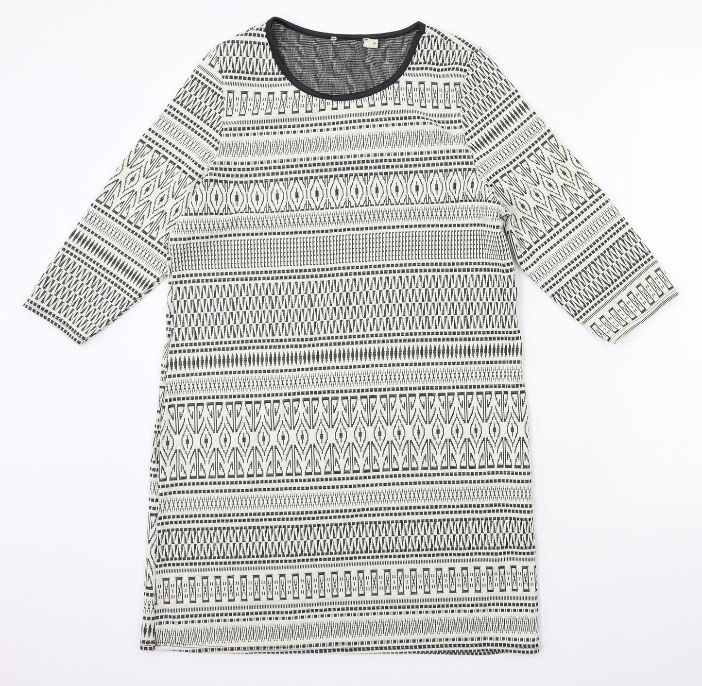 Preworn Womens White Geometric  Shift  Size 12