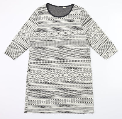 Preworn Womens White Geometric  Shift  Size 12
