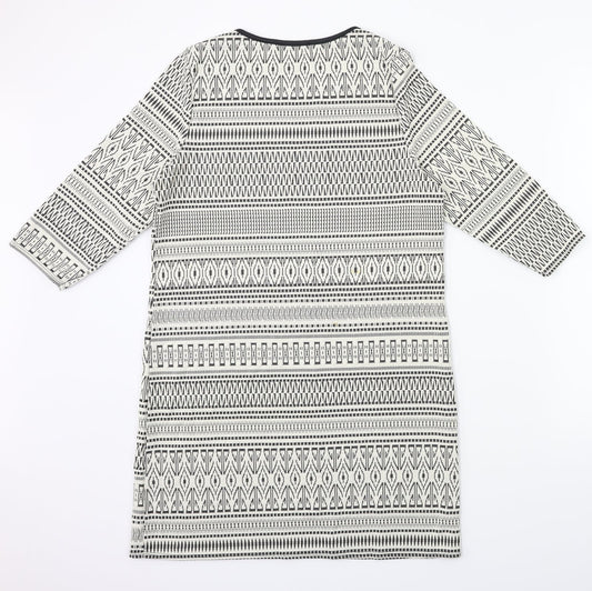 Preworn Womens White Geometric  Shift  Size 12