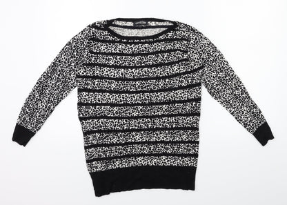 Debenhams Womens Black Animal Print  Pullover Jumper Size 12
