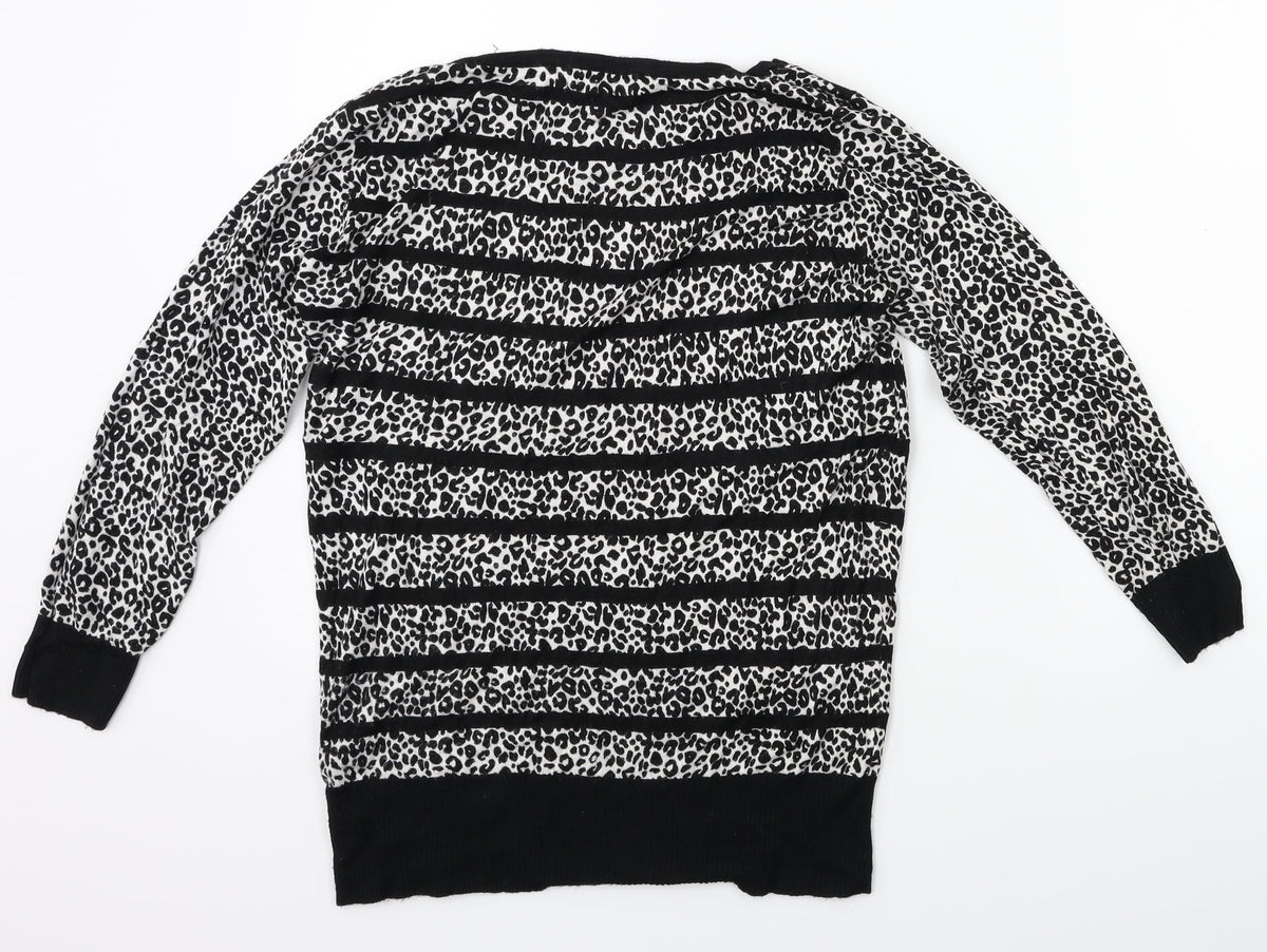 Debenhams Womens Black Animal Print  Pullover Jumper Size 12