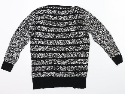 Debenhams Womens Black Animal Print  Pullover Jumper Size 12