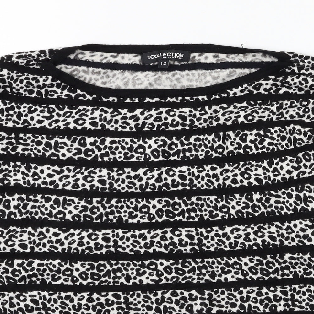 Debenhams Womens Black Animal Print  Pullover Jumper Size 12