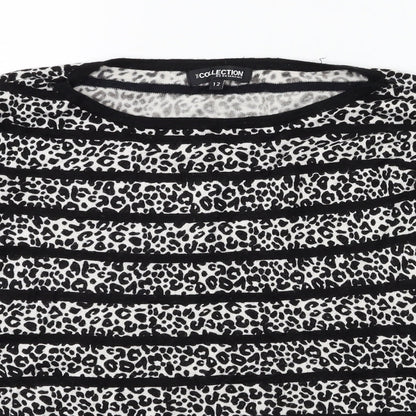 Debenhams Womens Black Animal Print  Pullover Jumper Size 12
