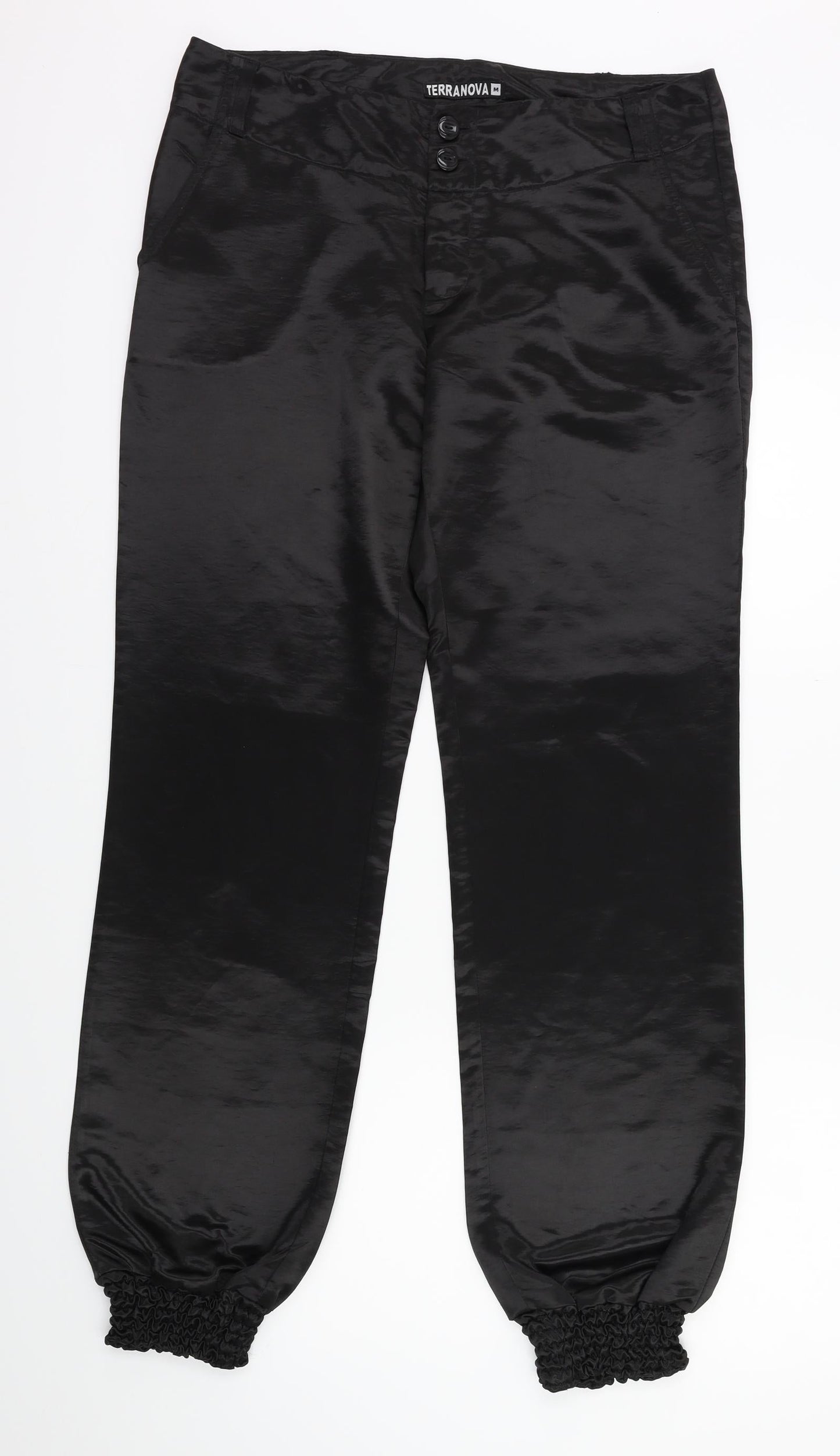 Womens UK Size M Terranova Regular Fit Harem Black Trousers
