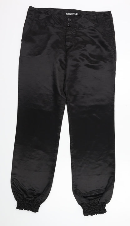 Womens UK Size M Terranova Regular Fit Harem Black Trousers
