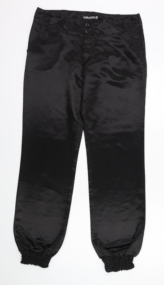 Womens UK Size M Terranova Regular Fit Harem Black Trousers