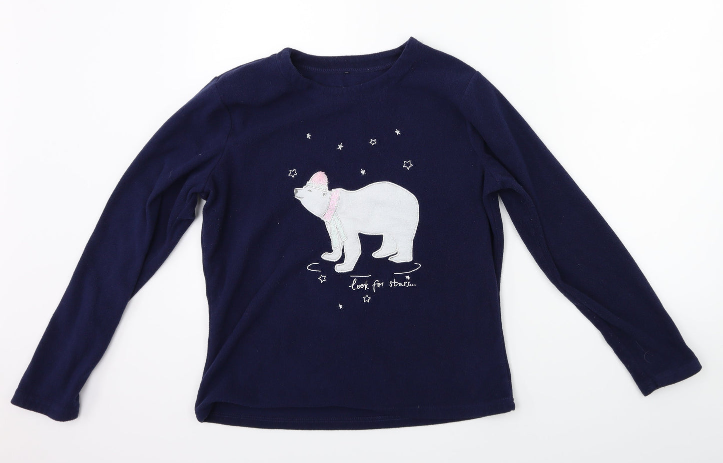 George Girls Black Solid  Top Pyjama Top Size 9 Years  - POLAR BEAR