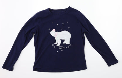 George Girls Black Solid  Top Pyjama Top Size 9 Years  - POLAR BEAR