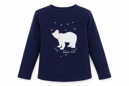 George Girls Black Solid  Top Pyjama Top Size 9 Years  - POLAR BEAR