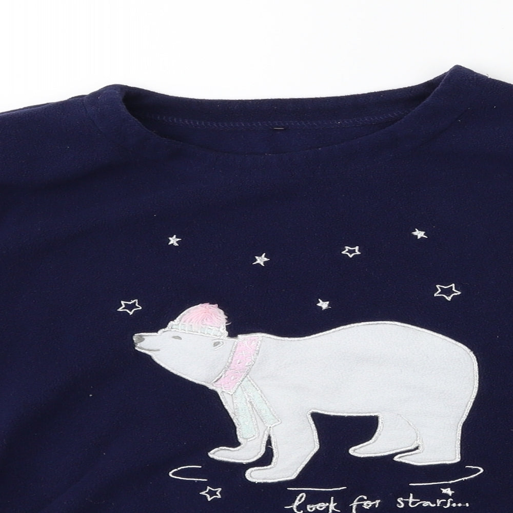 George Girls Black Solid  Top Pyjama Top Size 9 Years  - POLAR BEAR