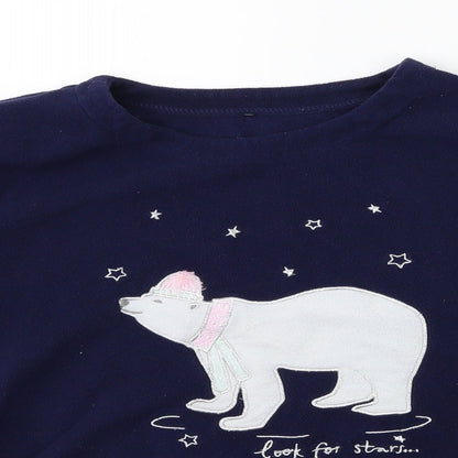 George Girls Black Solid  Top Pyjama Top Size 9 Years  - POLAR BEAR
