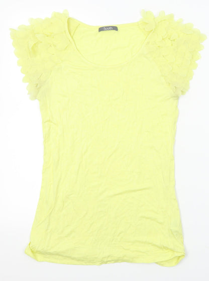 Womens UK Size 10 South Yellow Basic T-Shirt