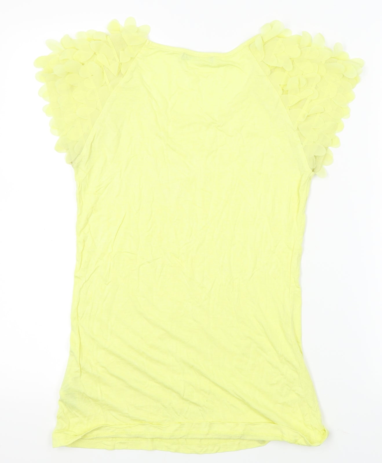Womens UK Size 10 South Yellow Basic T-Shirt