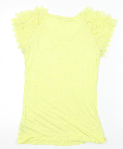 Womens UK Size 10 South Yellow Basic T-Shirt