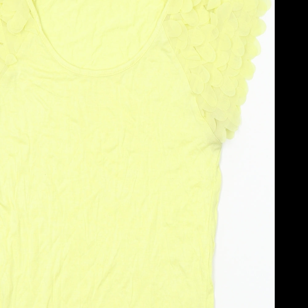 Womens UK Size 10 South Yellow Basic T-Shirt