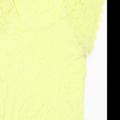 Womens UK Size 10 South Yellow Basic T-Shirt