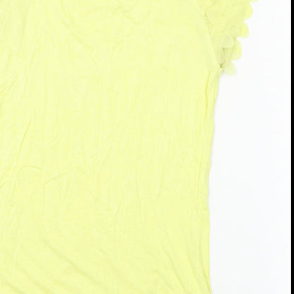 Womens UK Size 10 South Yellow Basic T-Shirt