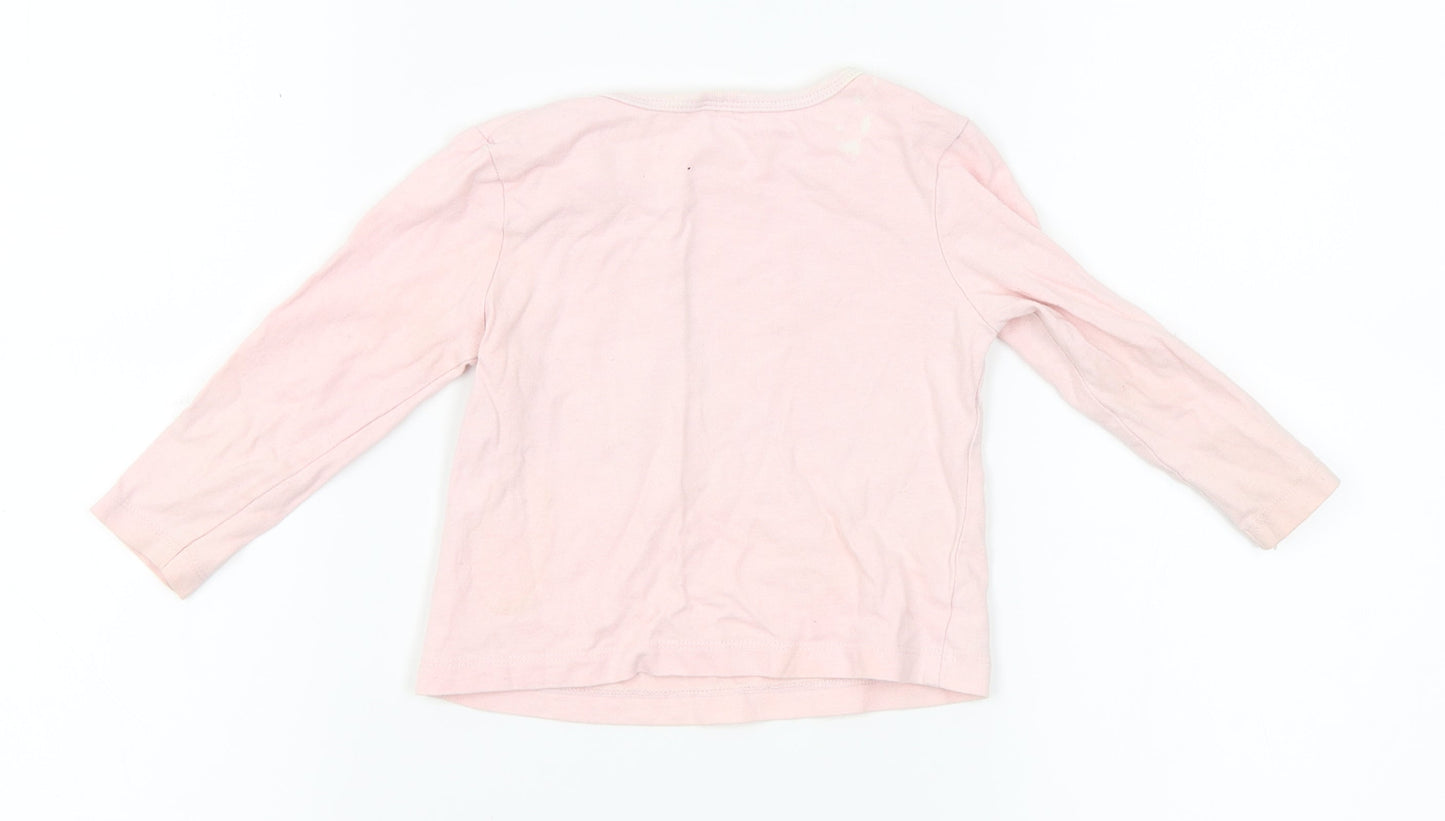 peacock Girls Pink   Basic T-Shirt Size 18-24 Months  - animal