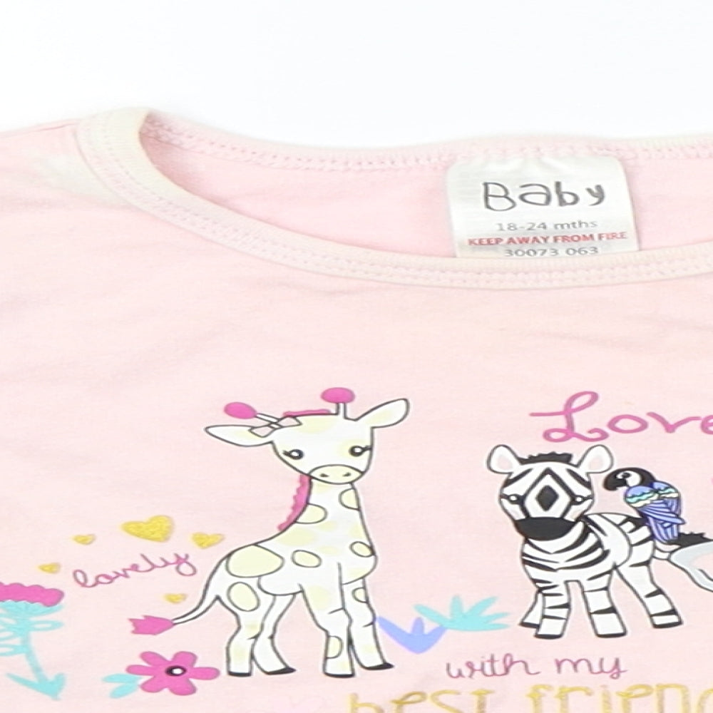 peacock Girls Pink   Basic T-Shirt Size 18-24 Months  - animal