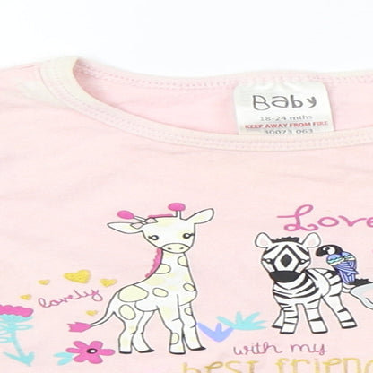 peacock Girls Pink   Basic T-Shirt Size 18-24 Months  - animal