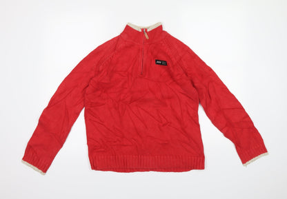 Mexx Mens Red Herringbone  Pullover Jumper Size M