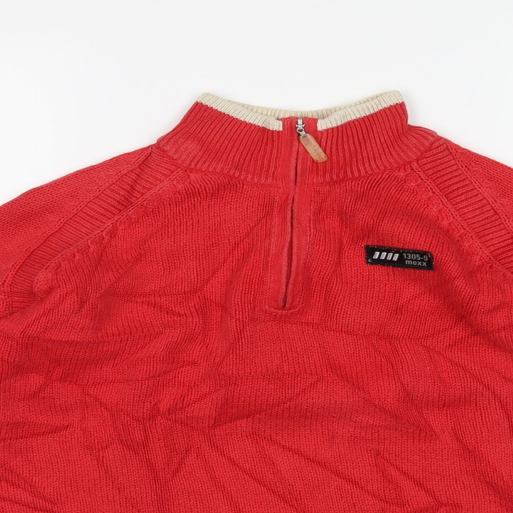 Mexx Mens Red Herringbone  Pullover Jumper Size M