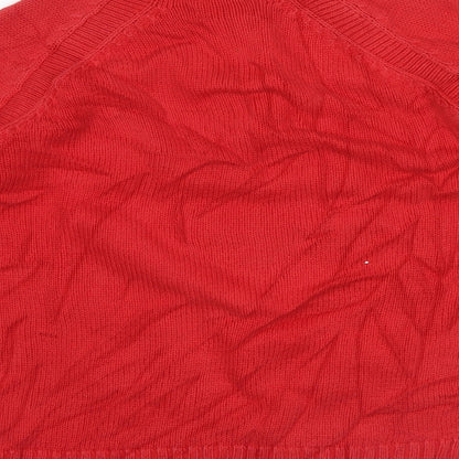 Mexx Mens Red Herringbone  Pullover Jumper Size M