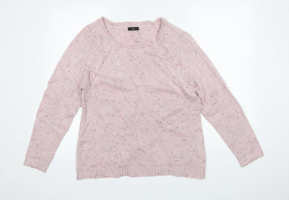 M&Co Womens Pink Herringbone  Pullover Jumper Size 14