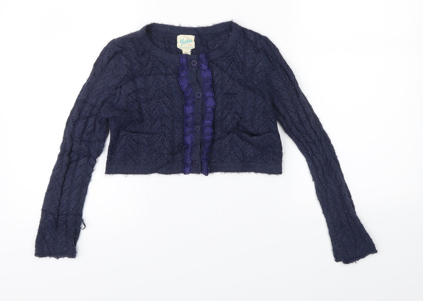 Yummi Girl Girls Blue Herringbone Knit Pullover Jumper Size 5-6 Years