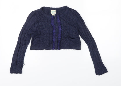 Yummi Girl Girls Blue Herringbone Knit Pullover Jumper Size 5-6 Years