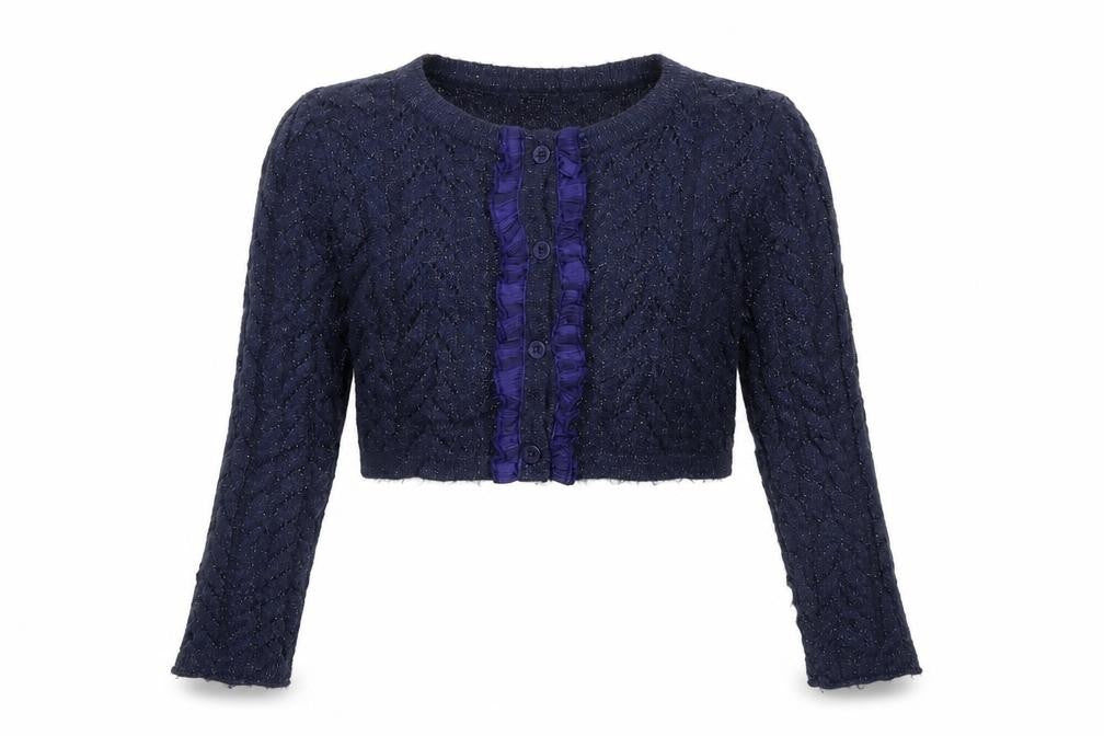 Yummi Girl Girls Blue Herringbone Knit Pullover Jumper Size 5-6 Years