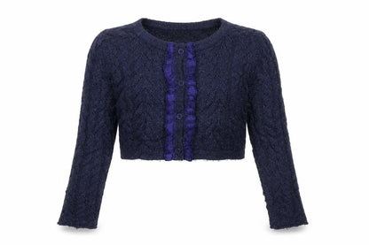 Yummi Girl Girls Blue Herringbone Knit Pullover Jumper Size 5-6 Years