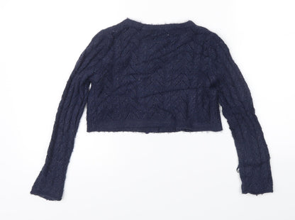 Yummi Girl Girls Blue Herringbone Knit Pullover Jumper Size 5-6 Years