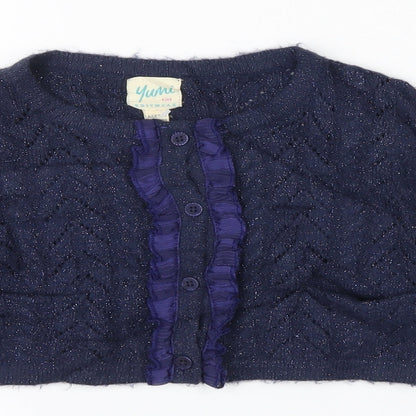 Yummi Girl Girls Blue Herringbone Knit Pullover Jumper Size 5-6 Years