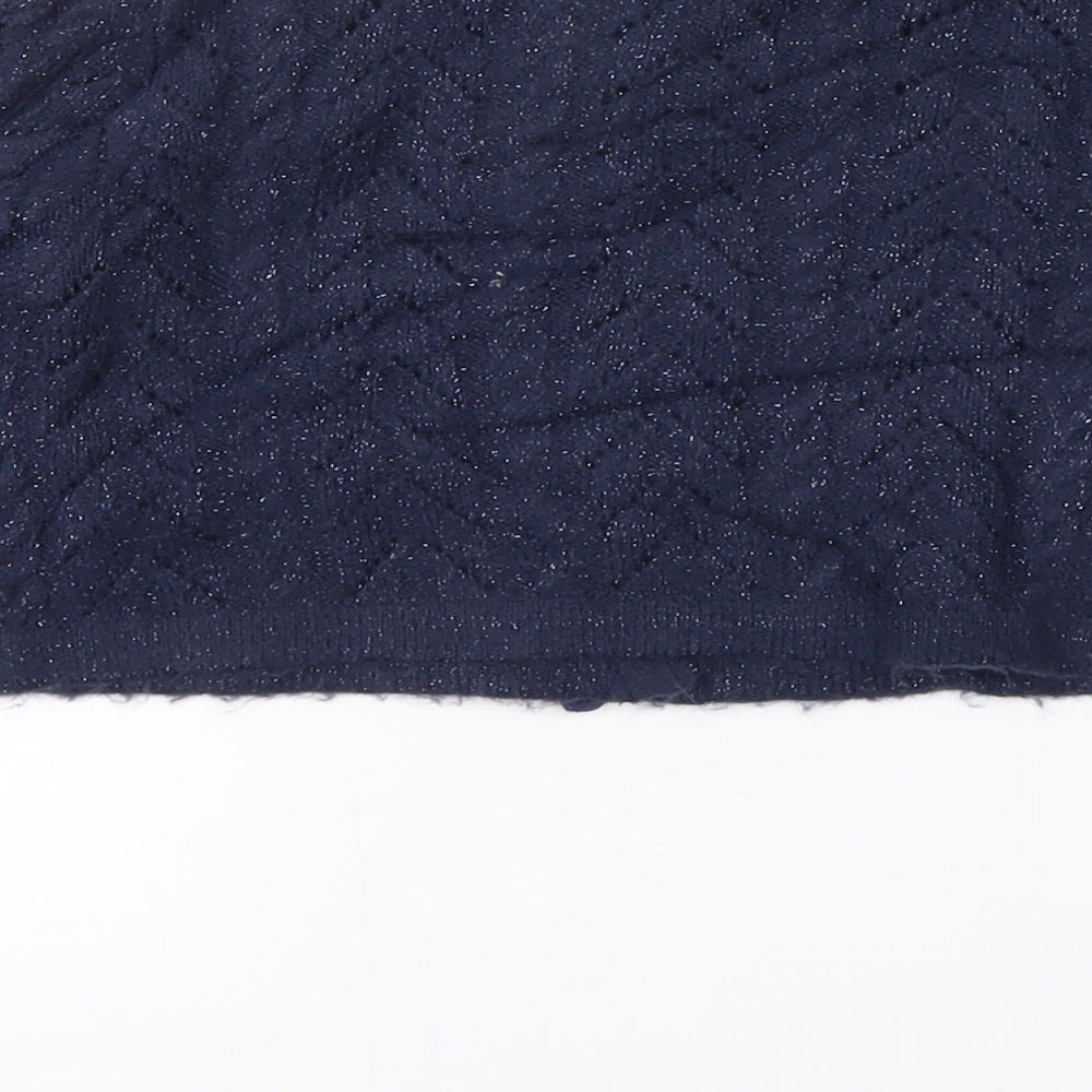 Yummi Girl Girls Blue Herringbone Knit Pullover Jumper Size 5-6 Years