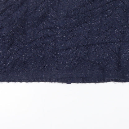 Yummi Girl Girls Blue Herringbone Knit Pullover Jumper Size 5-6 Years