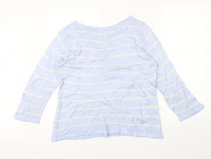 Marks & Spencer Womens Blue Striped  Pullover Jumper Size 14