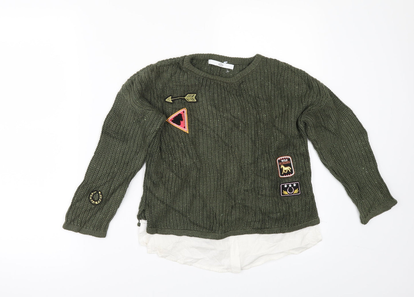 Marks and Spencer Girls Green   Pullover Jumper Size 6-7 Years  - shirt bottom