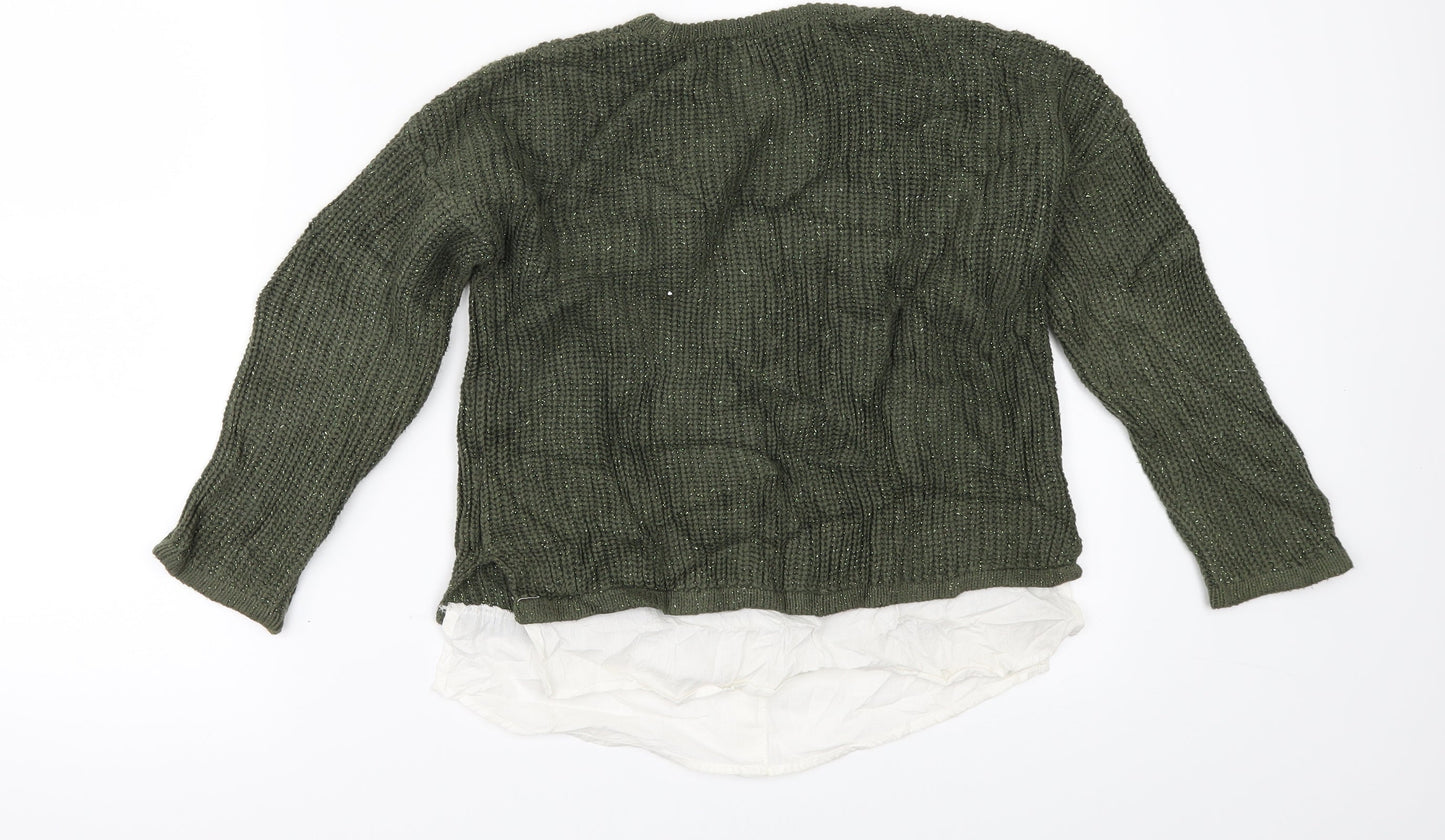 Marks and Spencer Girls Green   Pullover Jumper Size 6-7 Years  - shirt bottom