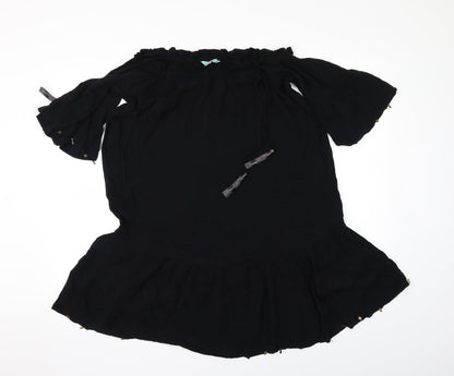 Womens UK Size M Debenhams Black Tunic Blouse