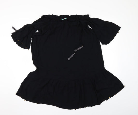 Womens UK Size M Debenhams Black Tunic Blouse