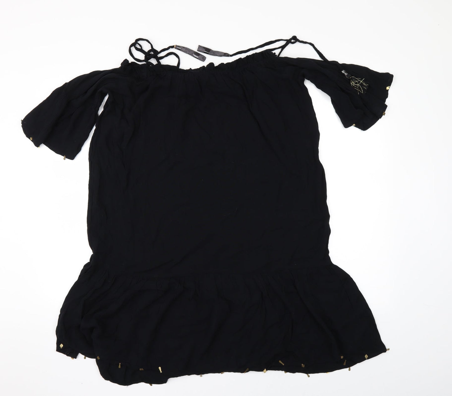 Womens UK Size M Debenhams Black Tunic Blouse