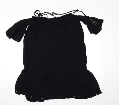 Womens UK Size M Debenhams Black Tunic Blouse