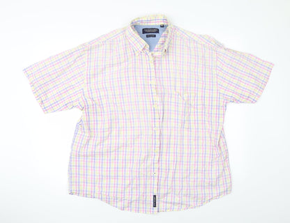 Mens UK Size 2XL GREENVILLA White  Button-Up Short Sleeve Casual Shirt